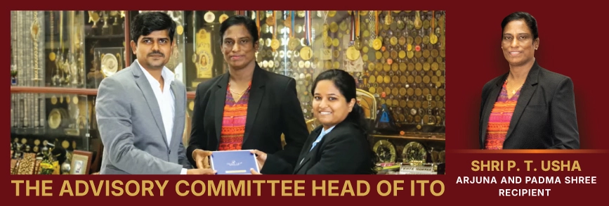 P T Usha with Indian Talent Olympiad directors at Olympiad awards event