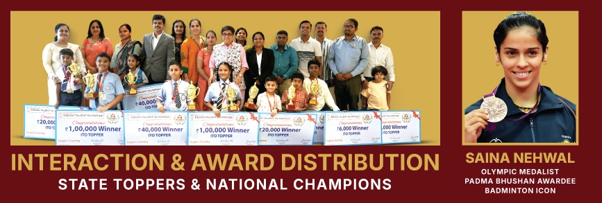 Saina Nehwal with Indian Talent Olympiad state toppers and national champions