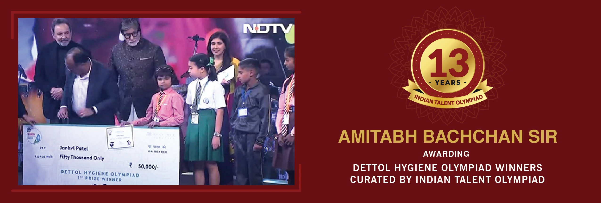 Amitabh Bachchan Sir Awarding Winner Of Dettol Hygiene Olympiad Curated By ITO