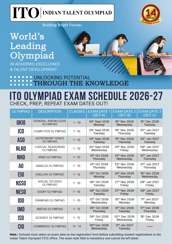 ITO Olympiad Exam Schedule 2026-27